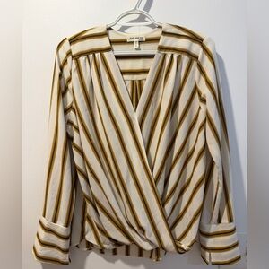 Faith and Joy Striped Blouse - White and Brown